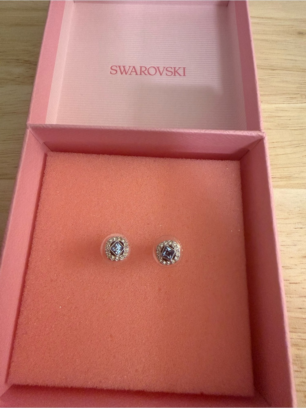 Swarovski Blue Crystal Halo Stud Earrings